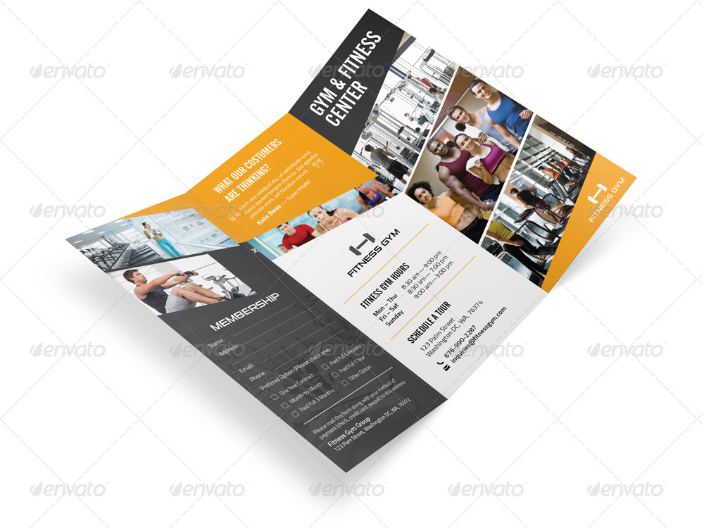 fitness gym trifold brochure by mike pantone graphicriver fitness brochure